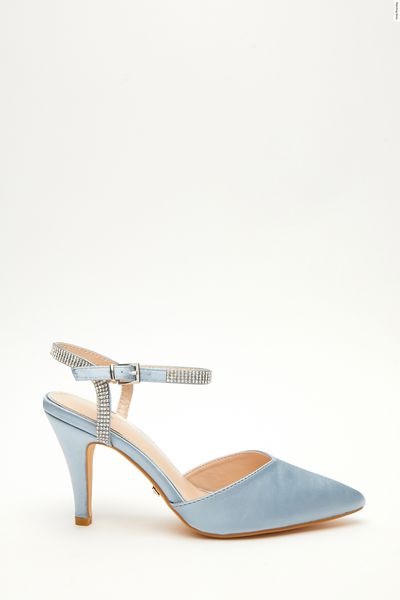 Blue Diamante Strap Court Heels